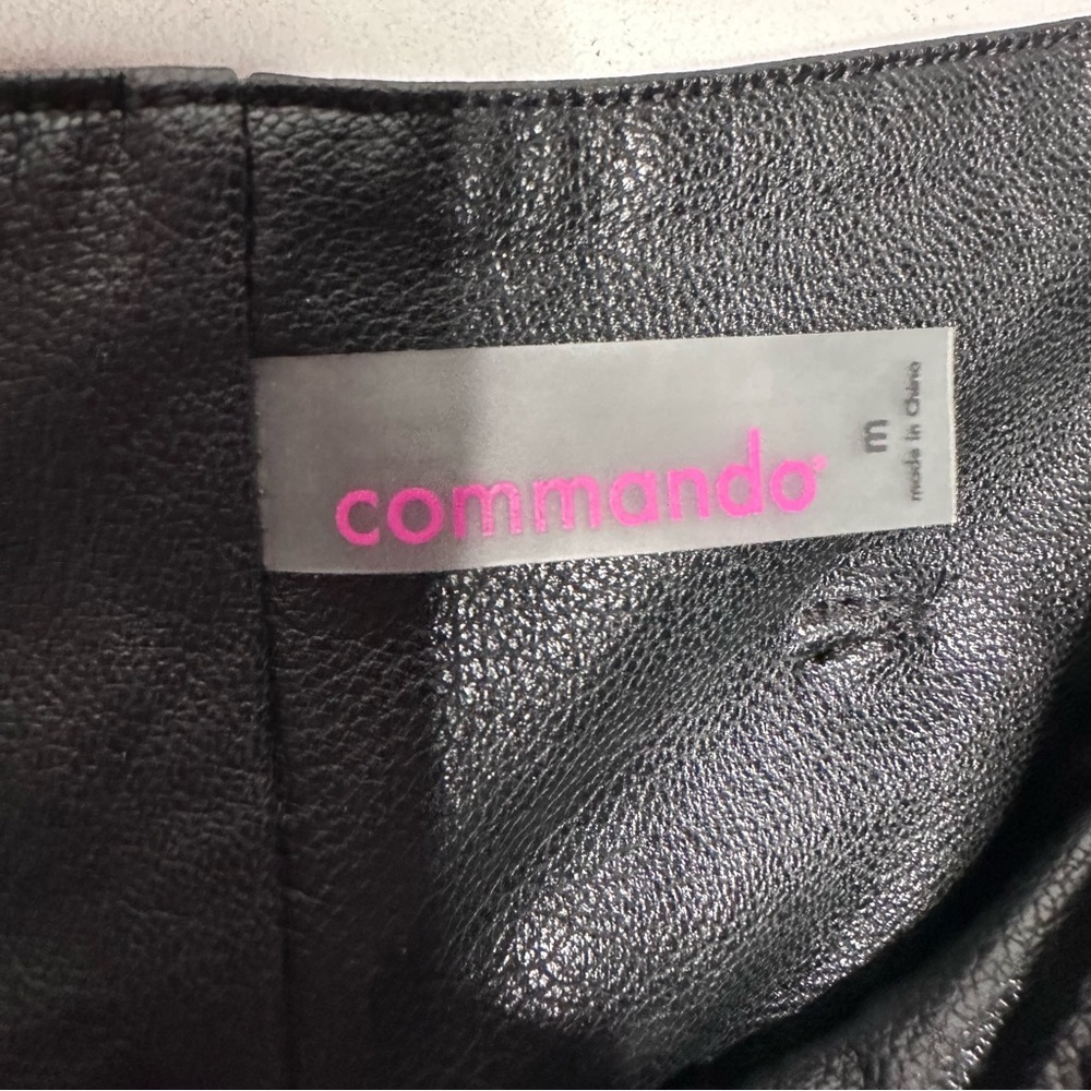 Commando Black Faux Leather Paper Bag Tie Waist Pants Size Medium - Picture 6 of 7